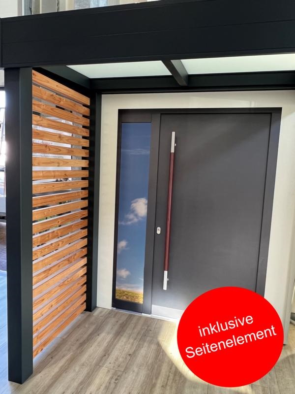 Eingangsdach 1,5 x 1,2 m Kubus-Optik mit Seitenteil