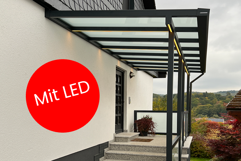 Eingangsdach mit LED-Beleuchtung 2,0 x 1,0 m